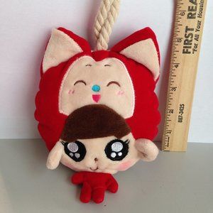 little red fox card wallet key chain